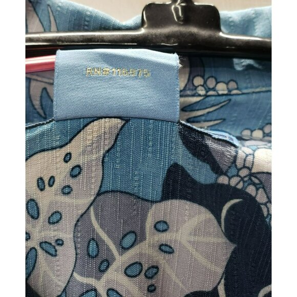 Bermuda Bay Hawaiian Tropical Button SS Silk Shirt Blue floral Toucans Medium M - Picture 3 of 7
